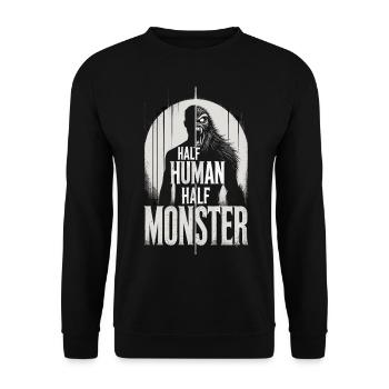 Demi-humain mi-monstre - T-shirt loup-garou monstre - Sweat-shirt Unisexe - noir - Devant - Alina (178cm) & Michal (187cm)