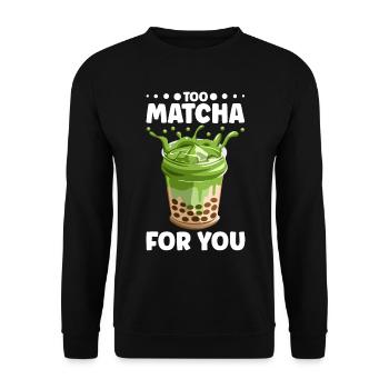 Japanischer Matcha Tee Grüntee Matcha Latte - Unisex Pullover - Schwarz - Vorne - Alina (178cm) & Michal (187cm)