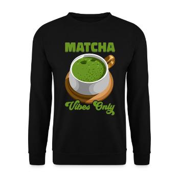 Japanischer Matcha Tee Grüntee Matcha Latte - Unisex Pullover - Schwarz - Vorne - Alina (178cm) & Michal (187cm)