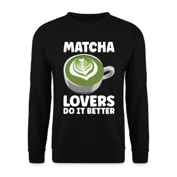 Japanese Matcha Tea Green Tea Matcha Latte - Unisex Sweatshirt - black - Front - Alina (178cm) & Michal (187cm)