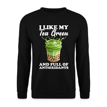 Japanischer Matcha Tee Grüntee Matcha Latte - Unisex Pullover - Schwarz - Vorne - Alina (178cm) & Michal (187cm)