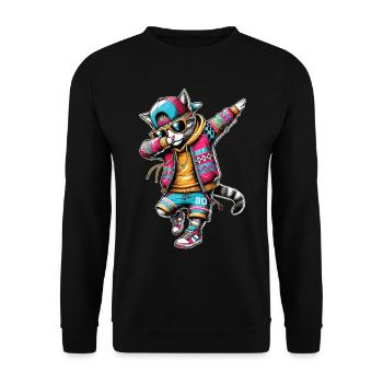 Chat dabbing intelligent de la rue - Sweat-shirt Unisexe - noir - Devant - Alina (178cm) & Michal (187cm)