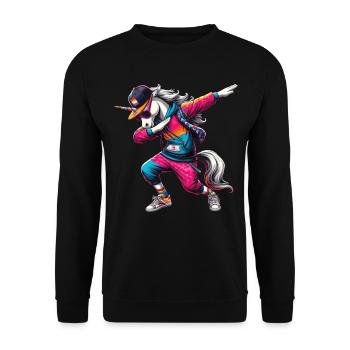 Chemise Licorne Dabbing Unique - Sweat-shirt Unisexe - noir - Devant - Alina (178cm) & Michal (187cm)