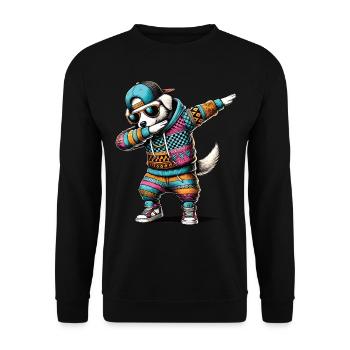 Chien de dabbing - Sweat-shirt Unisexe - noir - Devant - Alina (178cm) & Michal (187cm)