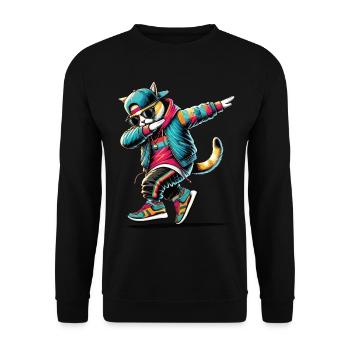Dabbing Cat - Unisex Sweatshirt - black - Front - Alina (178cm) & Michal (187cm)