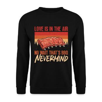 Ribs Barbecue Love Is In The Air Smoked Ribs Lover - Unisex Pullover - Schwarz - Vorne - Alina (178cm) & Michal (187cm)