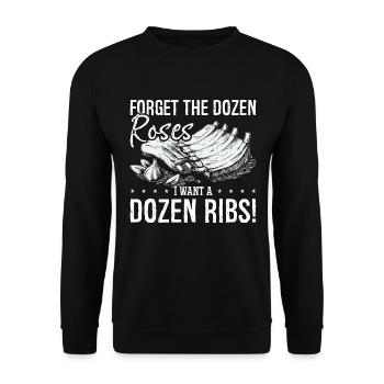 Ribs Barbecue Forget The Dozen Roses Smoked Ribs - Unisex Pullover - Schwarz - Vorne - Alina (178cm) & Michal (187cm)