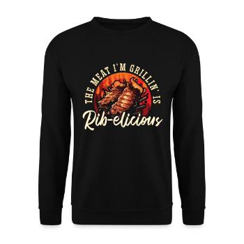 Ribs Barbecue The Meat I'm Grillin' Is Smoked Ribs - Unisex Pullover - Schwarz - Vorne - Alina (178cm) & Michal (187cm)