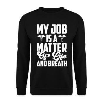 Rettungssanitäter Sanitäter Rettungsdienst - Unisex Pullover - Schwarz - Vorne - Alina (178cm) & Michal (187cm)
