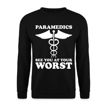 Service ambulancier paramédical Paramédic - Sweat-shirt Unisexe - noir - Devant - Alina (178cm) & Michal (187cm)