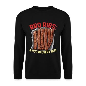 Côtes levées au barbecue Un câlin à chaque bouchée Amateur de viande au barbecue - Sweat-shirt Unisexe - noir - Devant - Alina (178cm) & Michal (187cm)