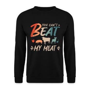 Barbecue à la poitrine Vous ne pouvez pas battre ma poitrine de bœuf - Sweat-shirt Unisexe - noir - Devant - Alina (178cm) & Michal (187cm)