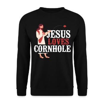 Cornhole Team Bean Bag Player - Unisex Sweatshirt - black - Front - Alina (178cm) & Michal (187cm)