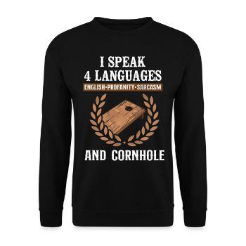 Cornhole Team Bean Bag Player - Unisex Sweatshirt - black - Front - Alina (178cm) & Michal (187cm)