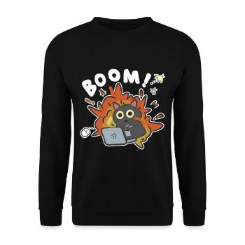 Teenage Summer Trend Funny IT Nerd Cat Boom - Unisex Sweatshirt - black - Front - Alina (178cm) & Michal (187cm)