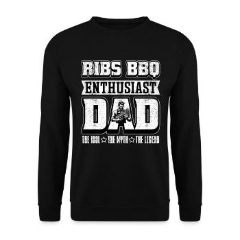 Ribs BBQ Enthusiast Dad The Idol The Meat Lover - Unisex Pullover - Schwarz - Vorne - Alina (178cm) & Michal (187cm)