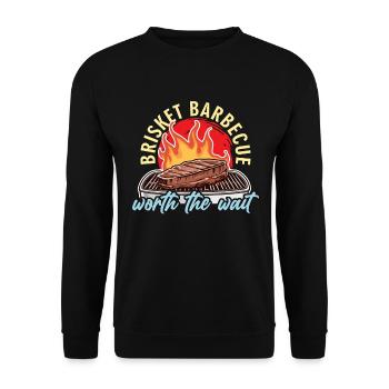 Brisket Barbecue Worth The Wait Grilled Meat Lover - Unisex Pullover - Schwarz - Vorne - Alina (178cm) & Michal (187cm)