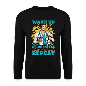 Veterinary Nurse Wake Up Drink Coffee Veterinarian - Unisex Sweatshirt - black - Front - Alina (178cm) & Michal (187cm)