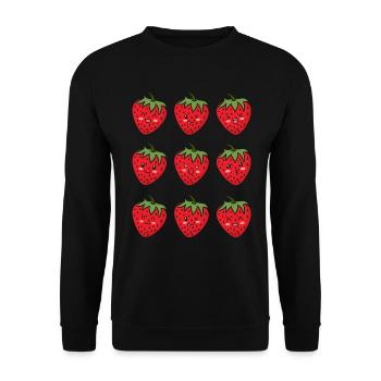 Funny Strawberry Face Funny Strawberry - Unisex Pullover - Schwarz - Vorne - Alina (178cm) & Michal (187cm)