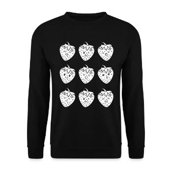 Funny Strawberry Face Funny Strawberry - Unisex Pullover - Schwarz - Vorne - Alina (178cm) & Michal (187cm)