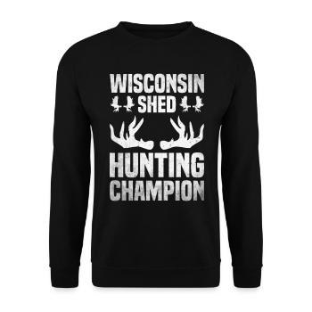 Antler Hunting Antler Hunter Hunting Hunting Trophy - Unisex Sweatshirt - black - Front - Alina (178cm) & Michal (187cm)