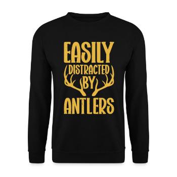 Antler Hunting Antler Hunter Hunting Hunting Trophy - Unisex Sweatshirt - black - Front - Alina (178cm) & Michal (187cm)