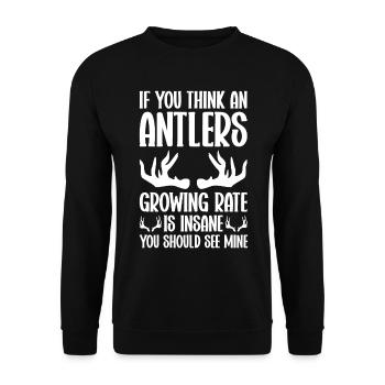 Antler Hunting Antler Hunter Hunting Hunting Trophy - Unisex Sweatshirt - black - Front - Alina (178cm) & Michal (187cm)