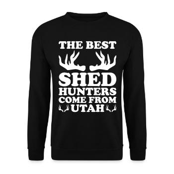 Antler Hunting Antler Hunter Hunting Hunting Trophy - Unisex Sweatshirt - black - Front - Alina (178cm) & Michal (187cm)