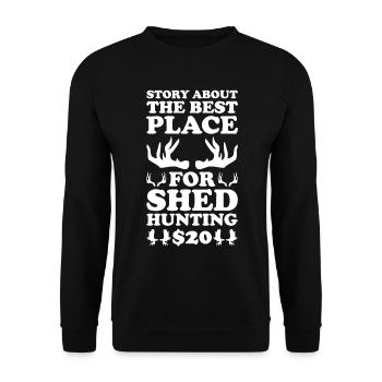 Antler Hunting Antler Hunter Hunting Hunting Trophy - Unisex Sweatshirt - black - Front - Alina (178cm) & Michal (187cm)