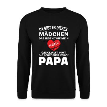 Geburt Kinder Vater Familie Herz Mädchen Papa - Unisex Pullover - Schwarz - Vorne - Alina (178cm) & Michal (187cm)