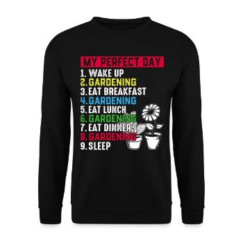 Gardener Day Plan Gardening My Perfect Day - Unisex Sweatshirt - black - Front - Alina (178cm) & Michal (187cm)
