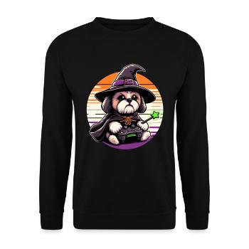 De jolies chemises d’Halloween Shih Tzu pour les amoureux des chiens - Sweat-shirt Unisexe - noir - Devant - Alina (178cm) & Michal (187cm)