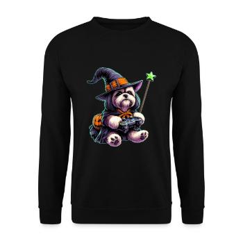 Halloween shirts Shih Tzu game freak - Unisex Sweatshirt - black - Front - Alina (178cm) & Michal (187cm)