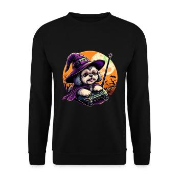 Sweet Shih Tzu Dog Gamer Wizard pour Halloween - Sweat-shirt Unisexe - noir - Devant - Alina (178cm) & Michal (187cm)