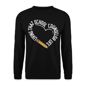 School Counselor Heart Living That - Unisex Pullover - Schwarz - Vorne - Alina (178cm) & Michal (187cm)