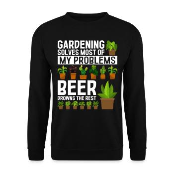 Gardening solves most of my problems beer drowns t - Unisex Sweatshirt - black - Front - Alina (178cm) & Michal (187cm)