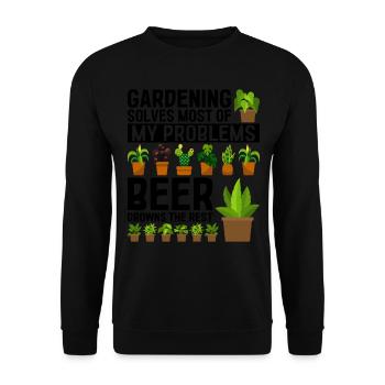 Gardening solves most of my problems beer drowns t - Unisex Sweatshirt - black - Front - Alina (178cm) & Michal (187cm)