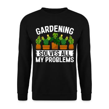Gardening solves all my problems - Funny Gardener - Unisex Sweatshirt - black - Front - Alina (178cm) & Michal (187cm)