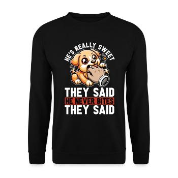 Veterinary Medicine He's Really Sweet Animal Lover - Unisex Sweatshirt - black - Front - Alina (178cm) & Michal (187cm)