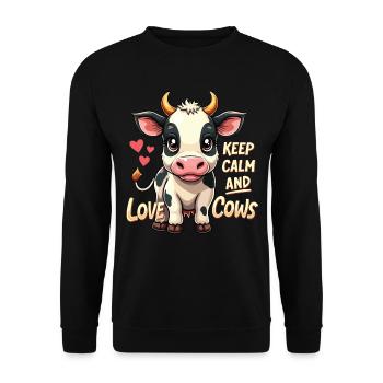 Cows Moo Cow Moo Cattle Dairy Cow Dairy Farmer - Unisex Sweatshirt - black - Front - Alina (178cm) & Michal (187cm)