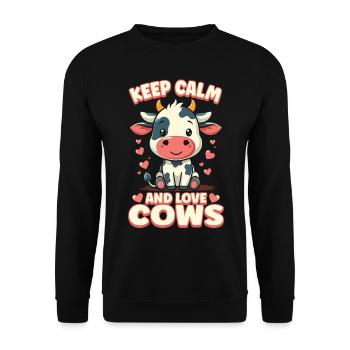 Kühe Muh Kuh Moo Rindvieh Milchkuh Milchbauer - Unisex Pullover - Schwarz - Vorne - Alina (178cm) & Michal (187cm)