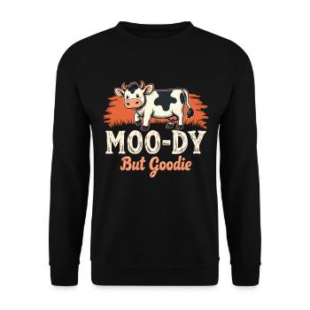 Kühe Muh Kuh Moo Rindvieh Milchkuh Milchbauer - Unisex Pullover - Schwarz - Vorne - Alina (178cm) & Michal (187cm)