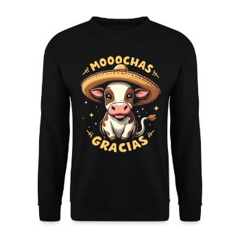 Kühe Muh Kuh Moo Rindvieh Milchkuh Milchbauer - Unisex Pullover - Schwarz - Vorne - Alina (178cm) & Michal (187cm)