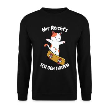 Mir Reichts Ich Geh Skaten Katze Skate Board - Unisex Pullover - Schwarz - Vorne - Alina (178cm) & Michal (187cm)