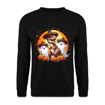 Halloween T-rex ghosts Mariachi Day of the Dead - Unisex Sweatshirt - black - Front - Alina (178cm) & Michal (187cm)