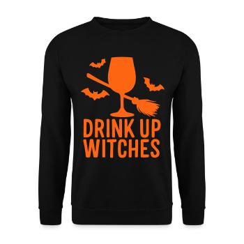 Halloween Witches Saying Drink Up Witches - Unisex Sweatshirt - black - Front - Alina (178cm) & Michal (187cm)