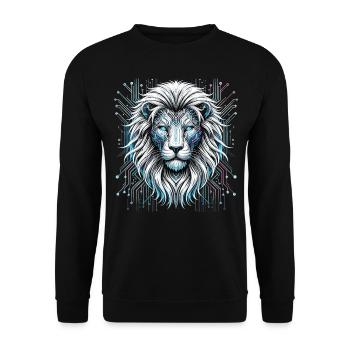 Techno Savannah: The Digital Lion - Unisex Sweatshirt - black - Front - Alina (178cm) & Michal (187cm)