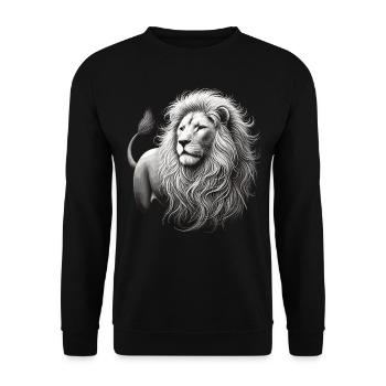 Majestueux lion blanc – Œuvre d’art sur noir - Sweat-shirt Unisexe - noir - Devant - Alina (178cm) & Michal (187cm)
