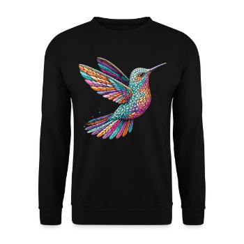 Colibri en mosaïque : Chemise colorée pour les amateurs d’oiseaux - Sweat-shirt Unisexe - noir - Devant - Alina (178cm) & Michal (187cm)