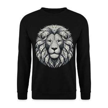 Mosaik Löwenkopf - Unisex Pullover - Schwarz - Vorne - Alina (178cm) & Michal (187cm)